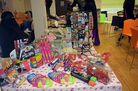 Volunteers handing out blankets